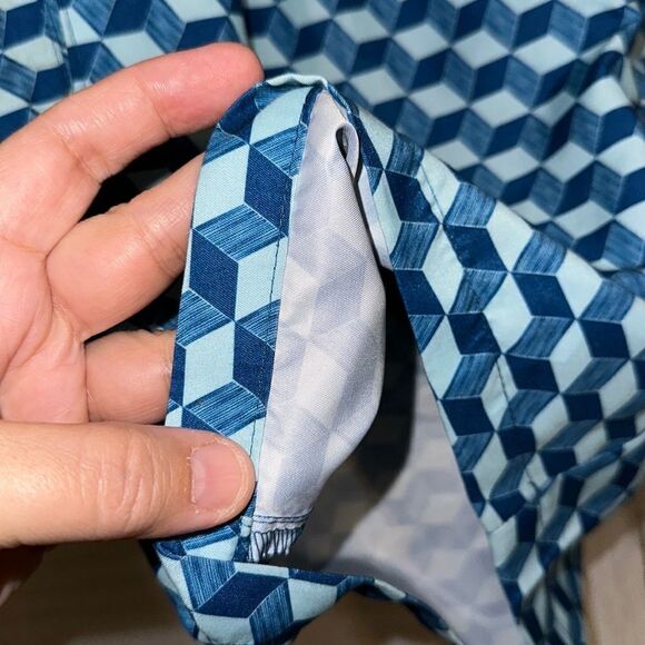 Ike Behar S Blue Light Blue Dice Geometrical Swim Trunks Board Shorts - Picture 4 of 13